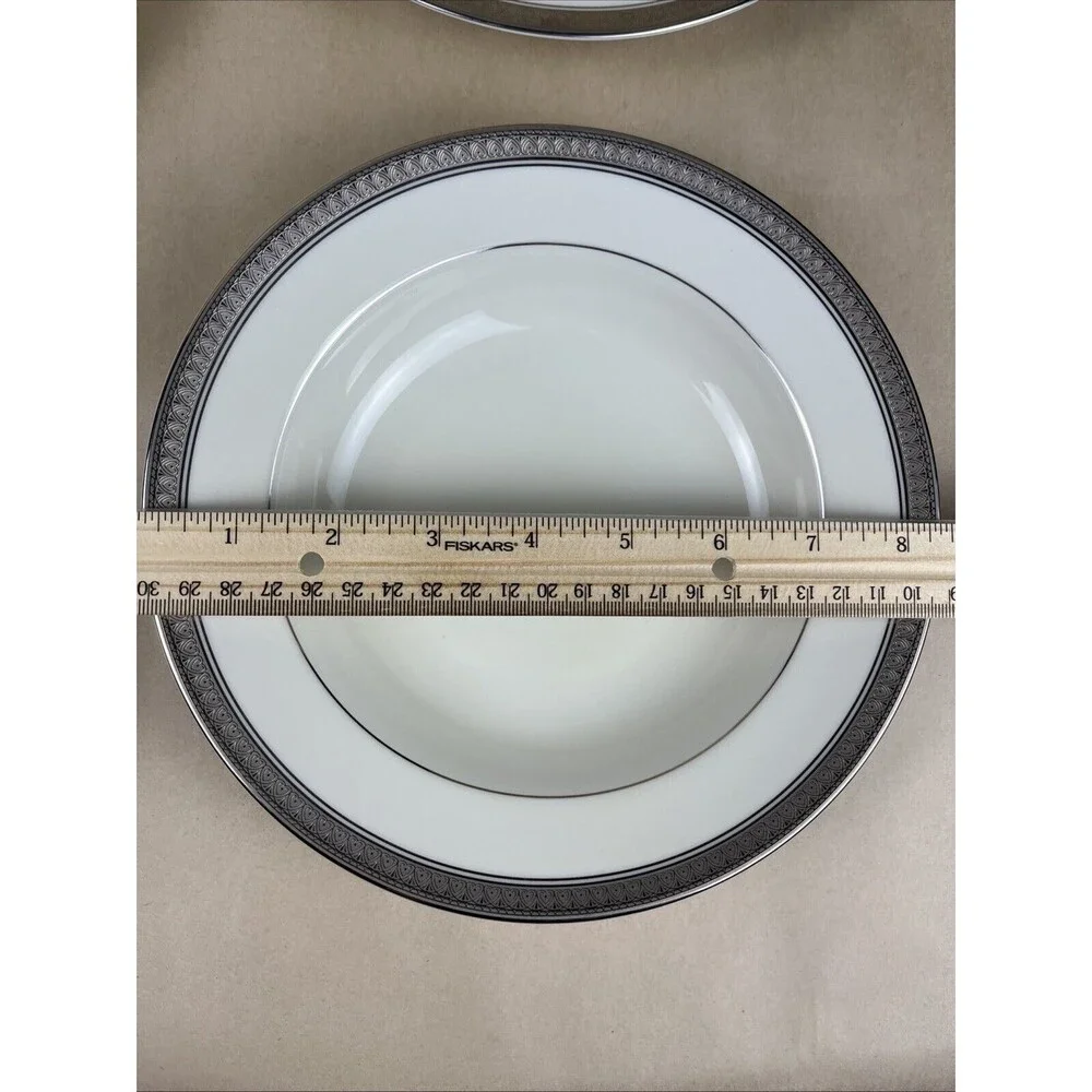 4pc Mikasa Palatial Platinum‎ Rimmed Soup/Cereal Bowl L3235 8.5